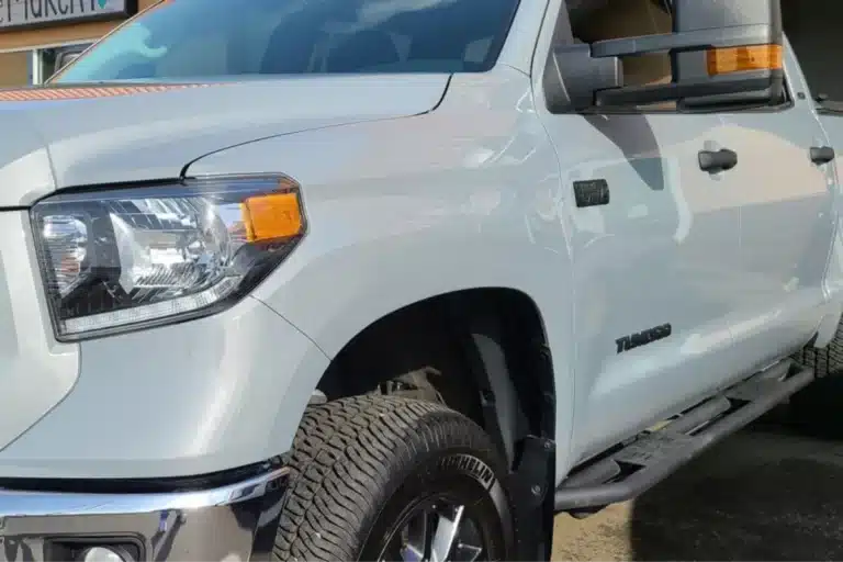 Pickup truck with paint protection film for exterior surface protection.
